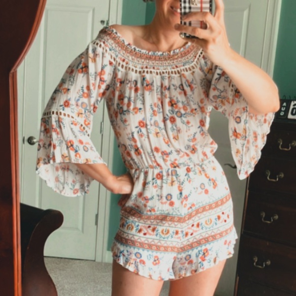 Off-the-Shoulder Floral Romper
